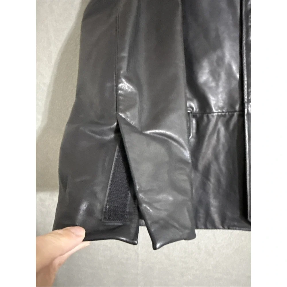 Vtg Mens Leather Coat Banana Republic Black L  Jacket Blazer Rockabilly Y2K Soft